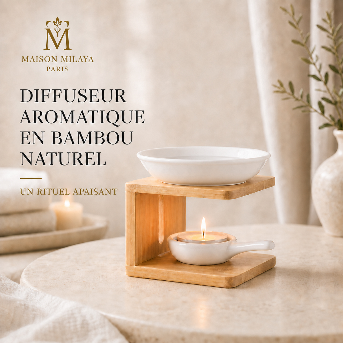 Diffuseur aromatique en bambou naturel Maison Milaya – vue principale