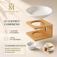 Diffusore in bambù naturale – set con supporto e due ciotole in ceramica, accessori non inclusi