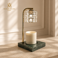 Lampe chauffe-bougie à abat-jour carré facetté et base carrée verte