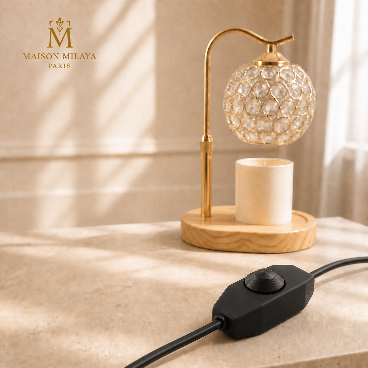 Variateur rotatif simple sans minuterie de la lampe chauffe-bougie ronde facettée