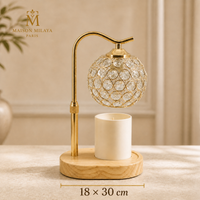 Dimensions de la lampe chauffe-bougie à abat-jour rond facetté : 18 × 30 cm