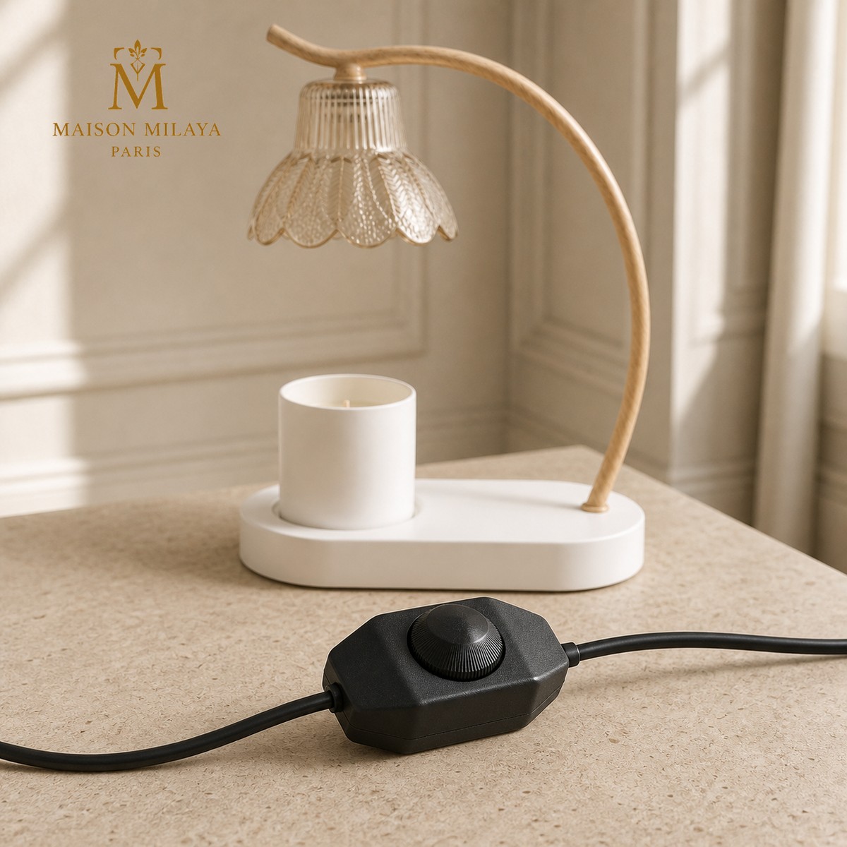 Variateur rotatif sans minuterie de la lampe chauffe-bougie en verre