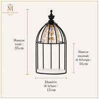 Dimensions de la lampe chauffe-bougie rétro : 33 cm de haut et 15 cm de diamètre – Maison Milaya Paris