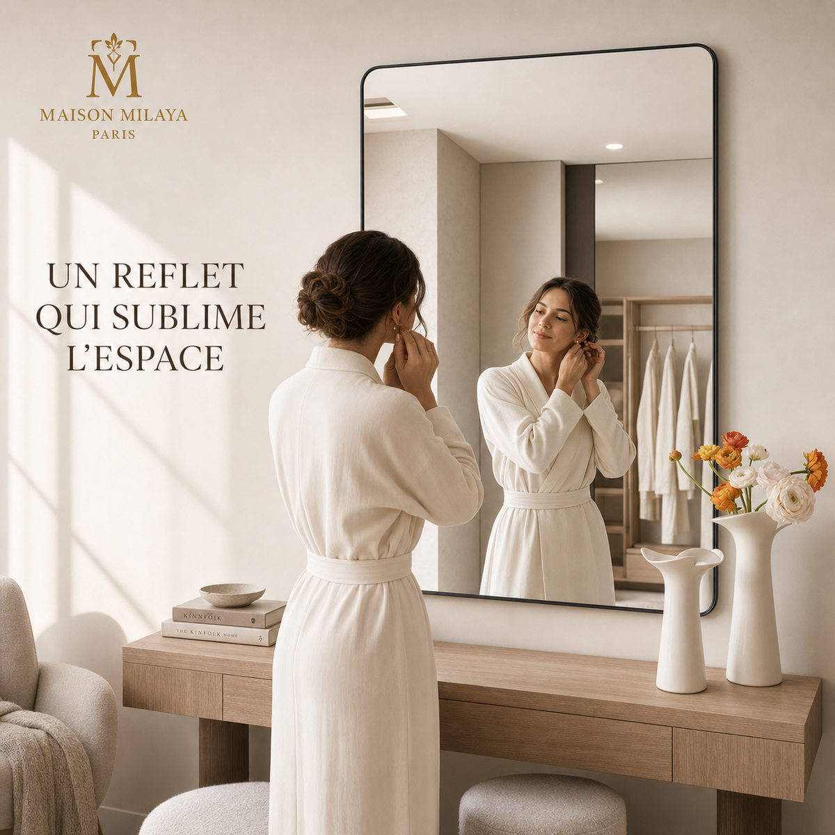 Miroir mural Maison Milaya – mise en scène dans un dressing