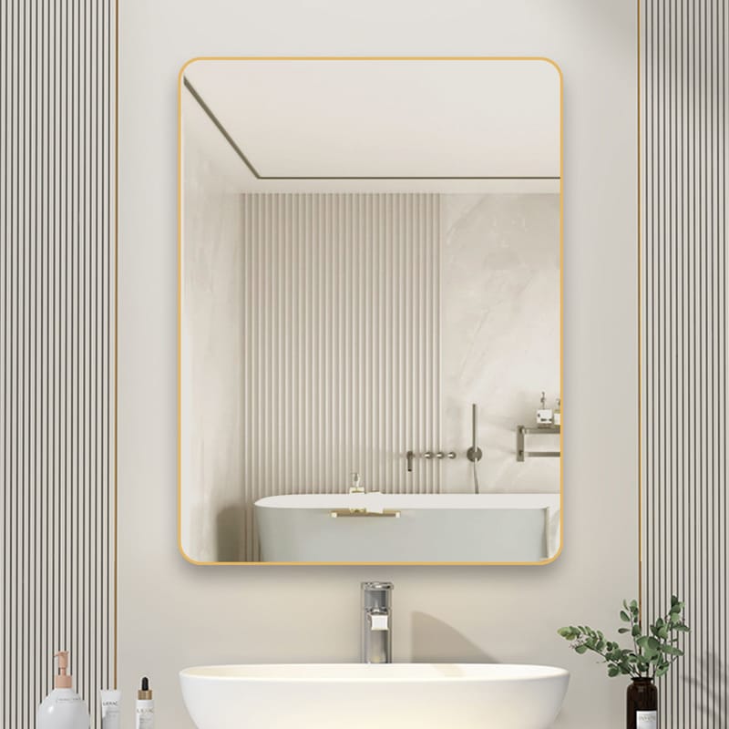 Espejo de pared sin taladrar — acabado dorado