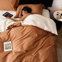 Completo letto in cotone a fibra lunga — arancione caramello e Yami