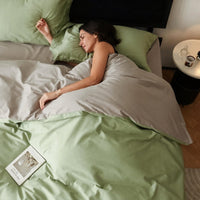 Completo letto in cotone a fibra lunga — verde bambù e Yami