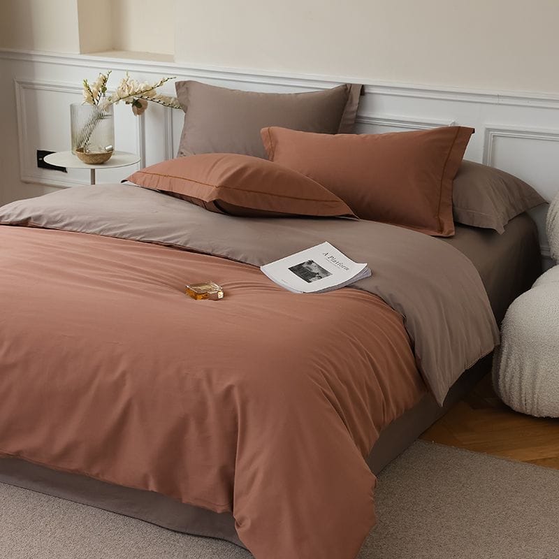Completo letto in cotone a fibra lunga — colore viola cedro