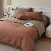 Completo letto in cotone a fibra lunga — colore viola cedro