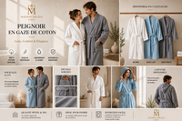 Peignoir premium Maison Milaya en gaze de coton, doux, léger et absorbant