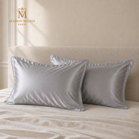 Lot de deux taies d’oreiller en soie de mûrier gris perle – Maison Milaya