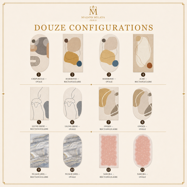 Alfombra de dormitorio Morandi — doce configuraciones disponibles