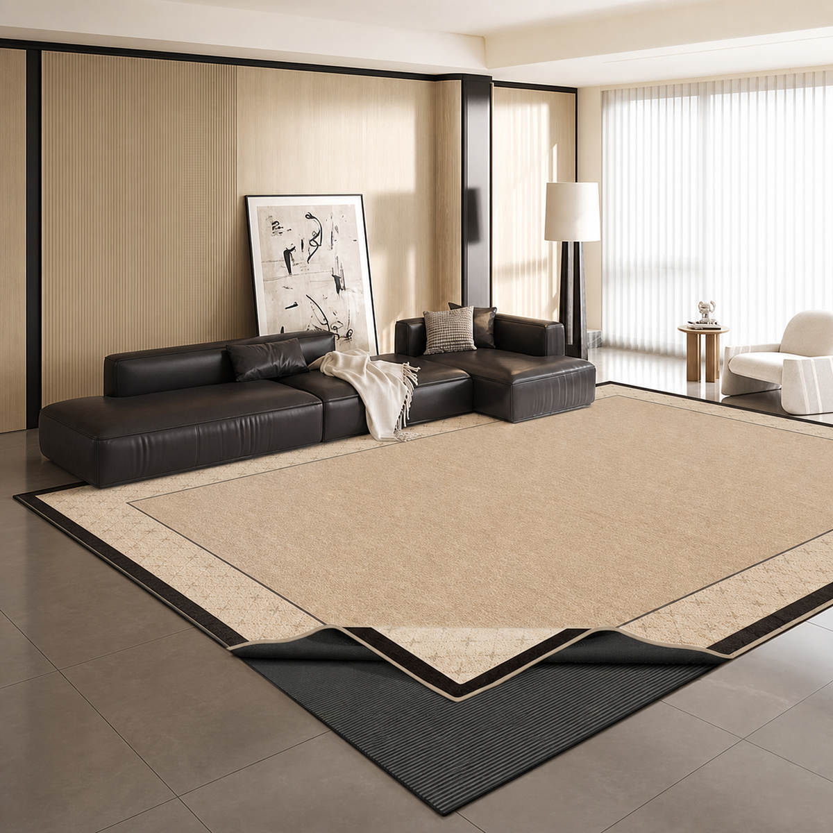 Alfombra de salón retro francesa — Despertar marfil