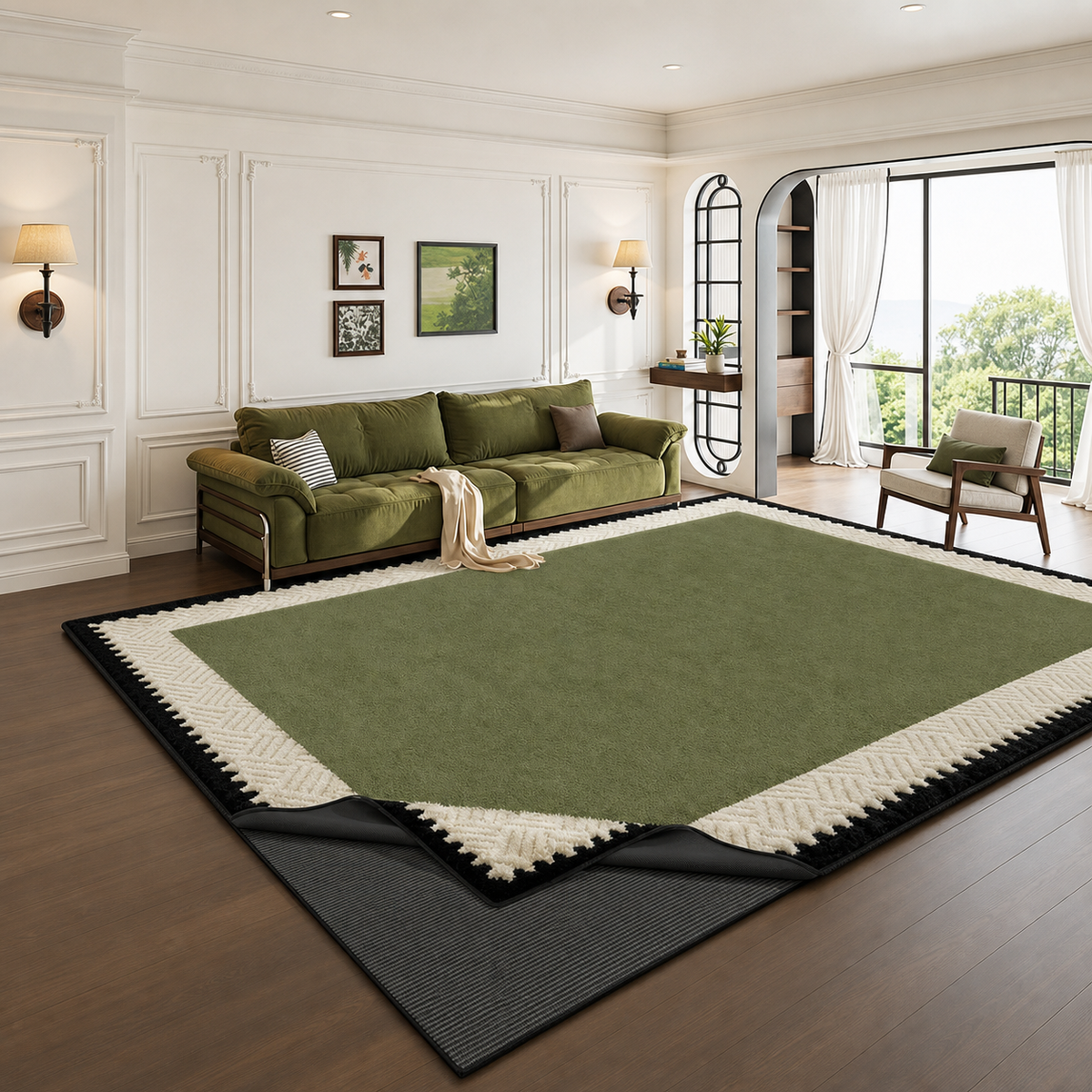 Alfombra de salón retro francesa — Fanyue verde retro