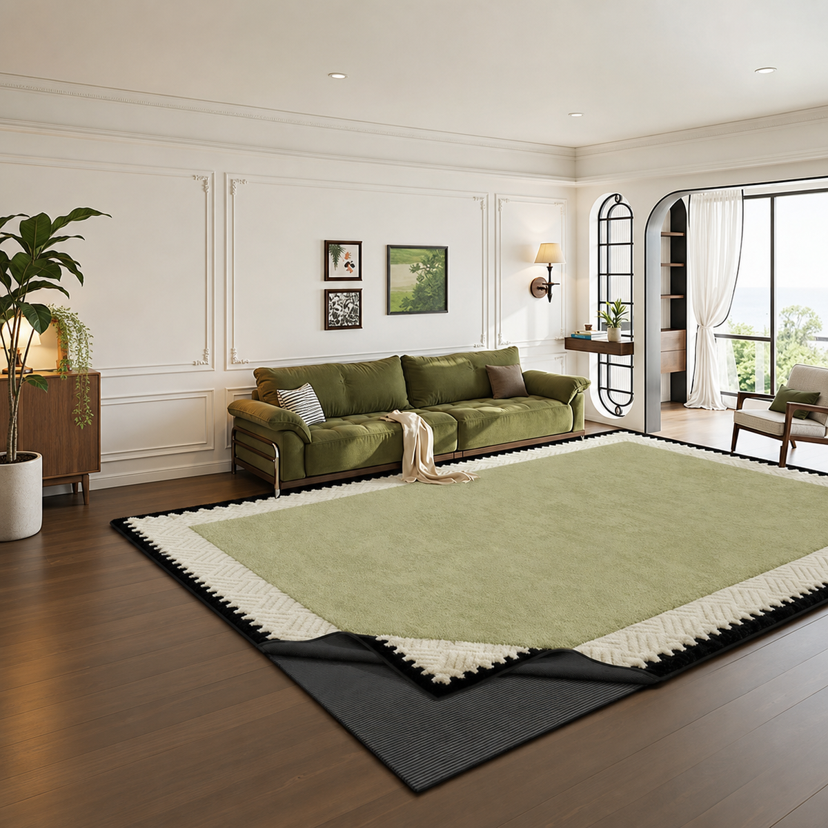 Alfombra de salón retro francesa — Fanyue verde