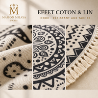 Tapis rond – détail de la matière et des franges