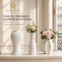 Vase en céramique blanche sculptural Maison Milaya – vue principale