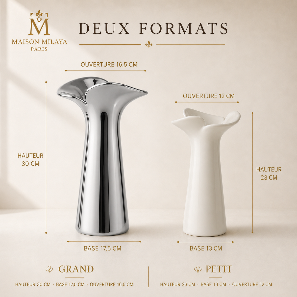 Vase en céramique minimaliste – dimensions petit et grand format