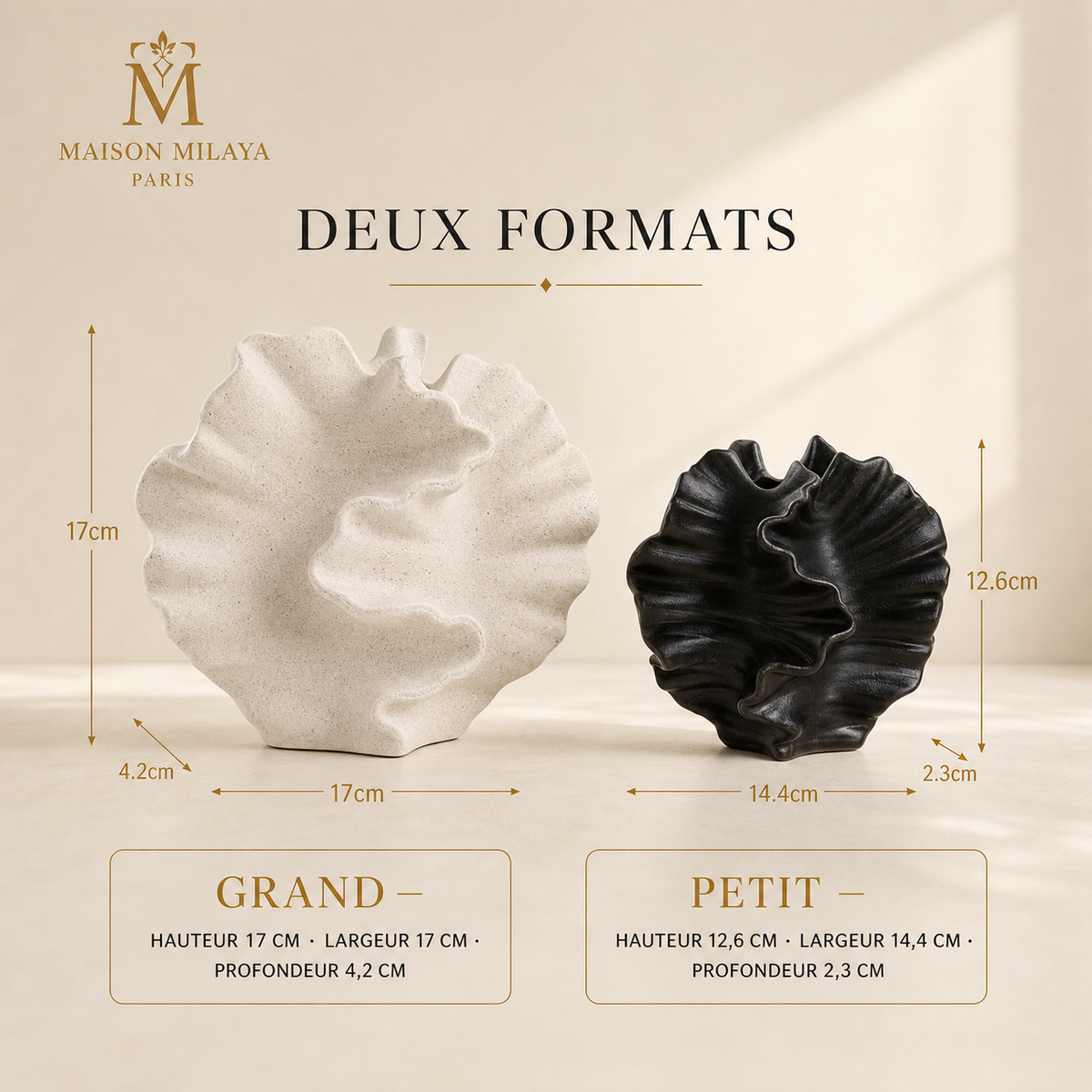 Vase en céramique sablée – dimensions petit et grand format