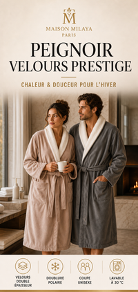Peignoir Velours Prestige Maison Milaya, chaud, doux et doublé polaire