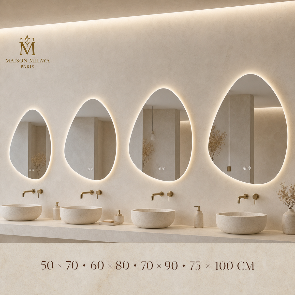 Miroir Goutte LED Tactile – visuel 2 – Maison Milaya Paris