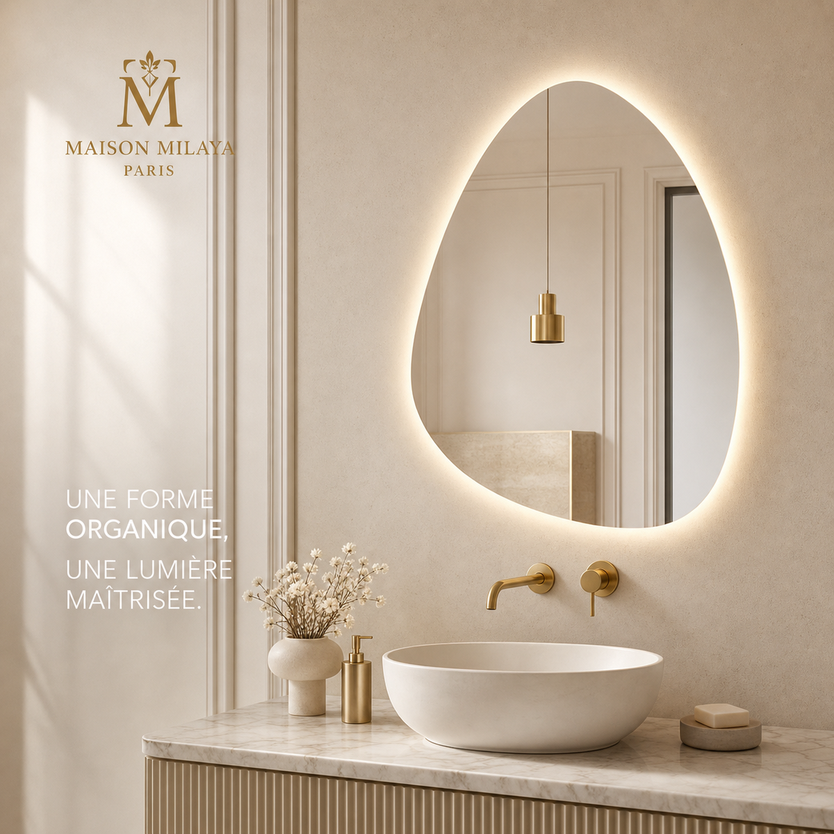 Miroir Goutte LED Tactile – visuel 5 – Maison Milaya Paris