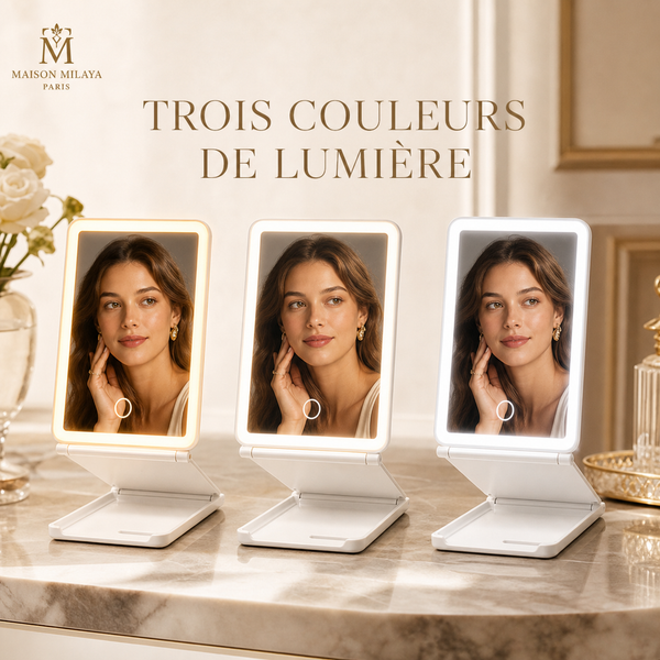 Miroir de Maquillage LED Pliable – visuel 2 – Maison Milaya Paris