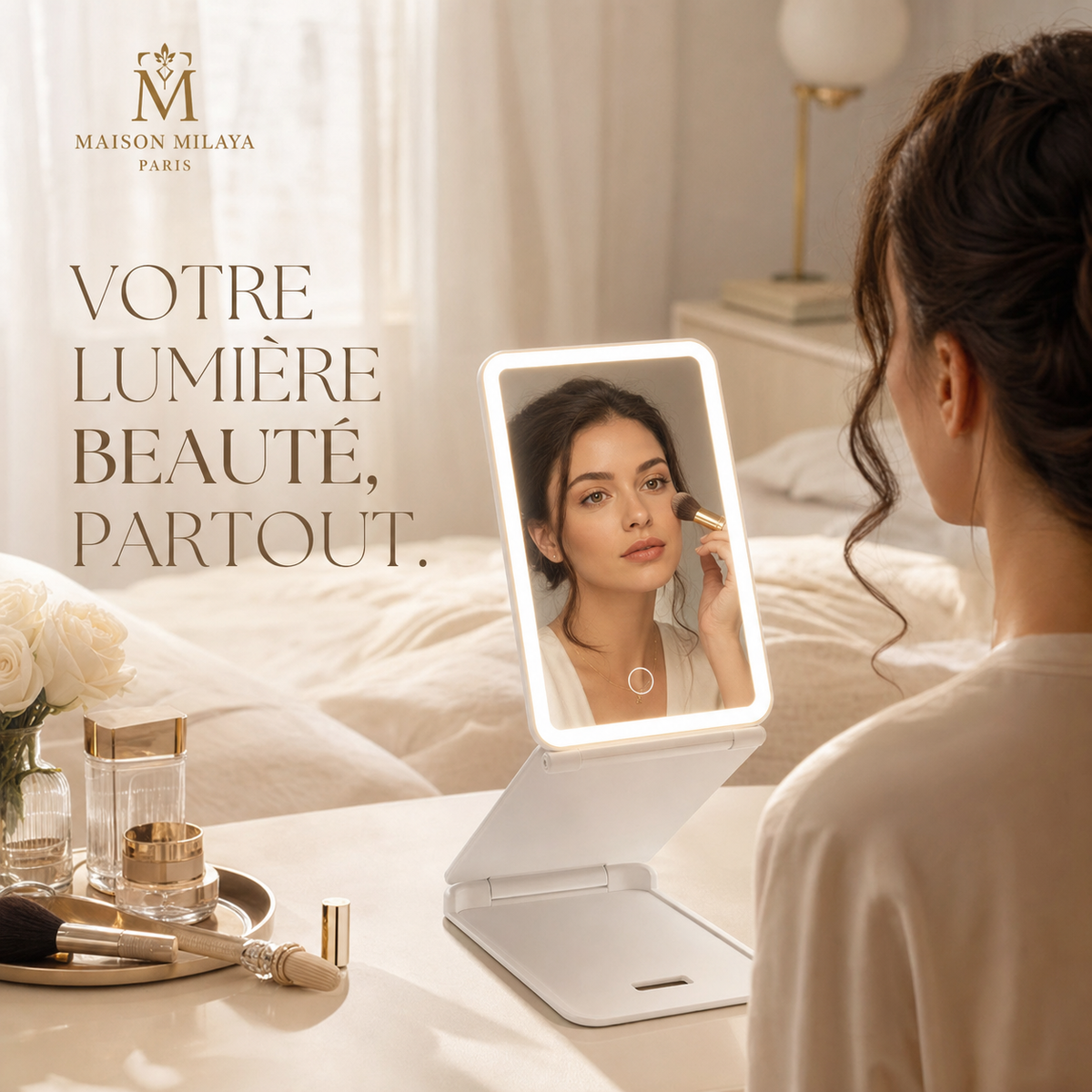 Miroir de Maquillage LED Pliable – visuel 5 – Maison Milaya Paris