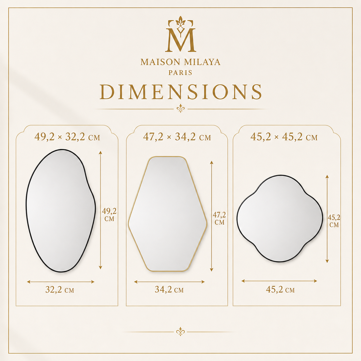 Miroir mural organique Maison Milaya Paris – guide des dimensions