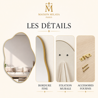 Miroir mural organique Maison Milaya Paris – bordure et fixation