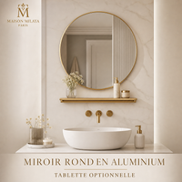 Miroir Rond en Aluminium avec Tablette – visuel 1 – Maison Milaya Paris