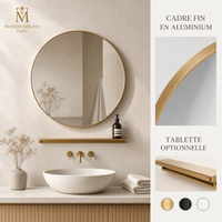 Miroir Rond en Aluminium avec Tablette – visuel 4 – Maison Milaya Paris