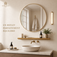 Miroir Rond en Aluminium avec Tablette – visuel 5 – Maison Milaya Paris