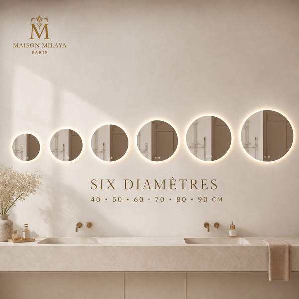 Miroir rond LED tactile – six diamètres de 40 à 90 cm