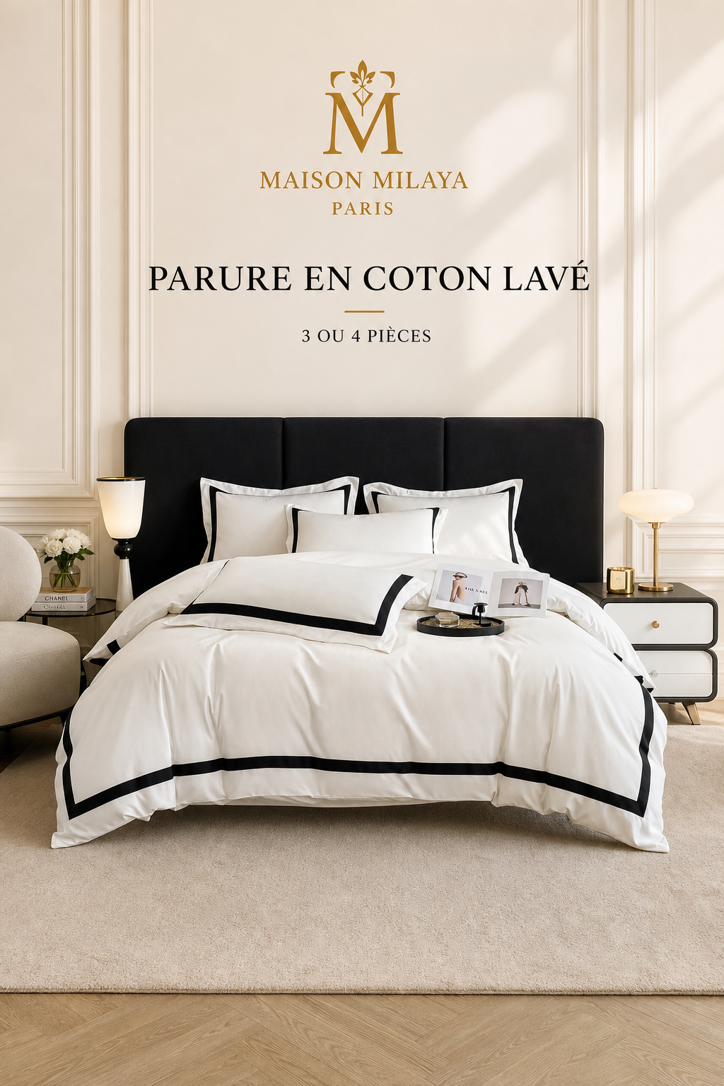 Parure de lit en coton lavé Maison Milaya Paris – vue principale