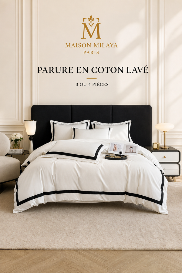 Parure de lit en coton lavé Maison Milaya Paris – vue principale