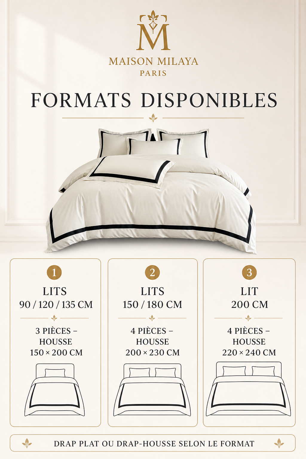 Parure de lit en coton lavé Maison Milaya Paris – formats disponibles