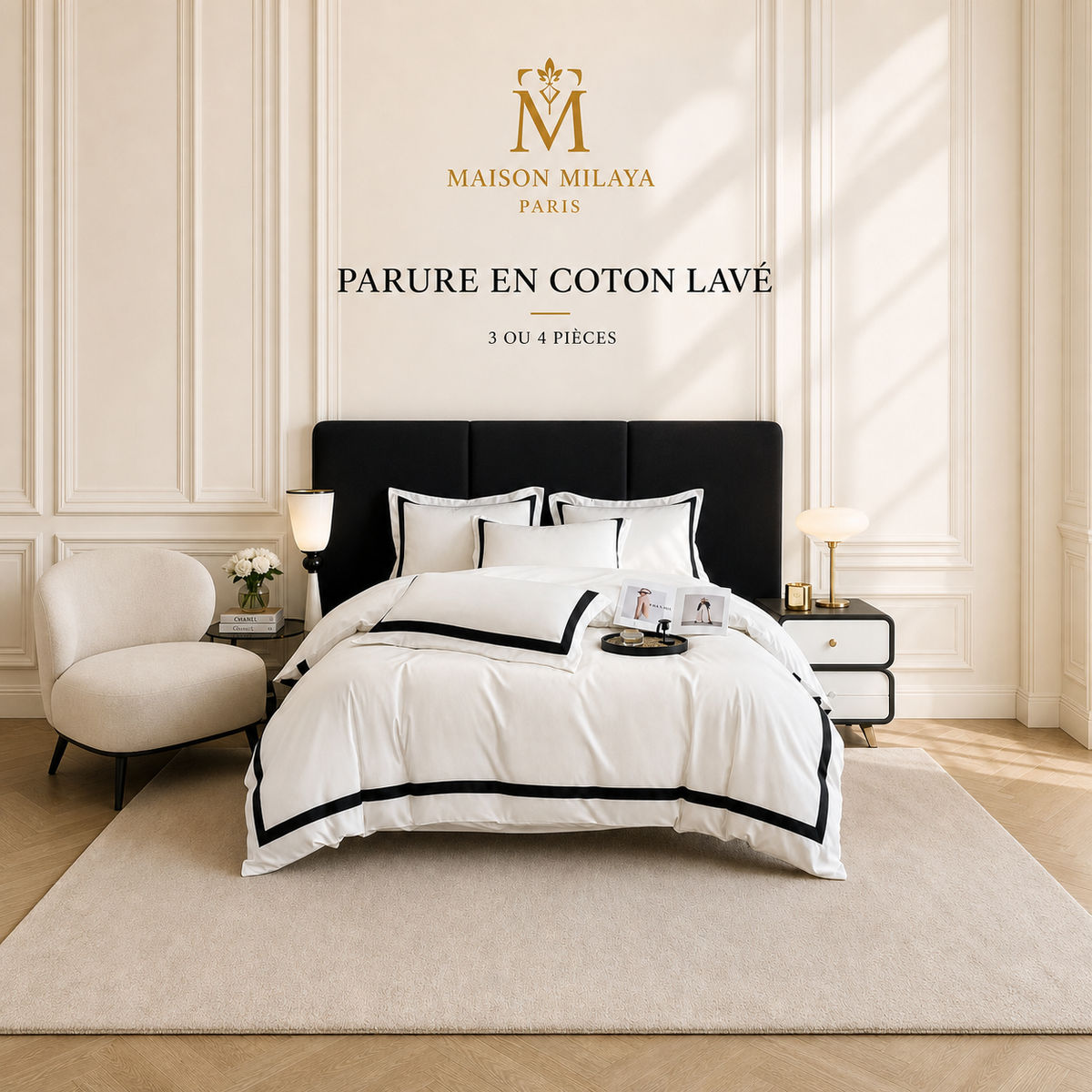 Parure de lit en coton lavé Maison Milaya Paris – vue principale carrée