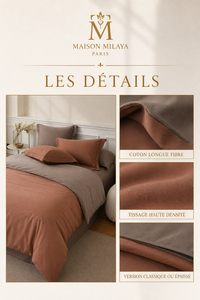 Parure de lit en coton longue fibre Maison Milaya Paris – détails et finitions
