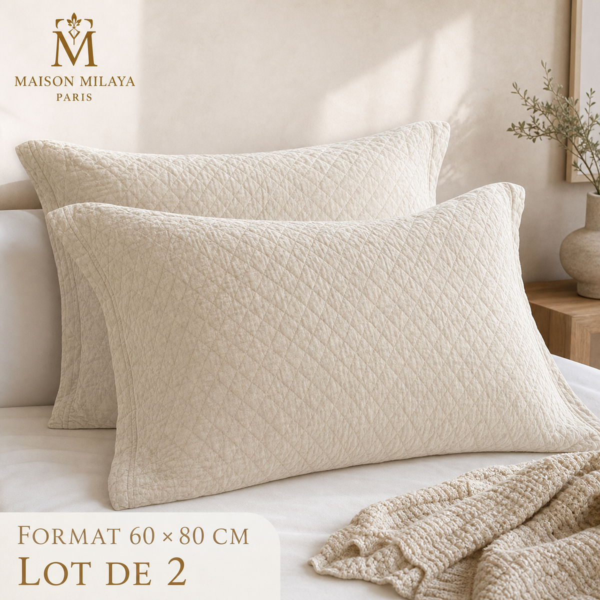Housses d’Oreiller en Gaze de Coton – Lot de 2 – visuel 3 – Maison Milaya Paris