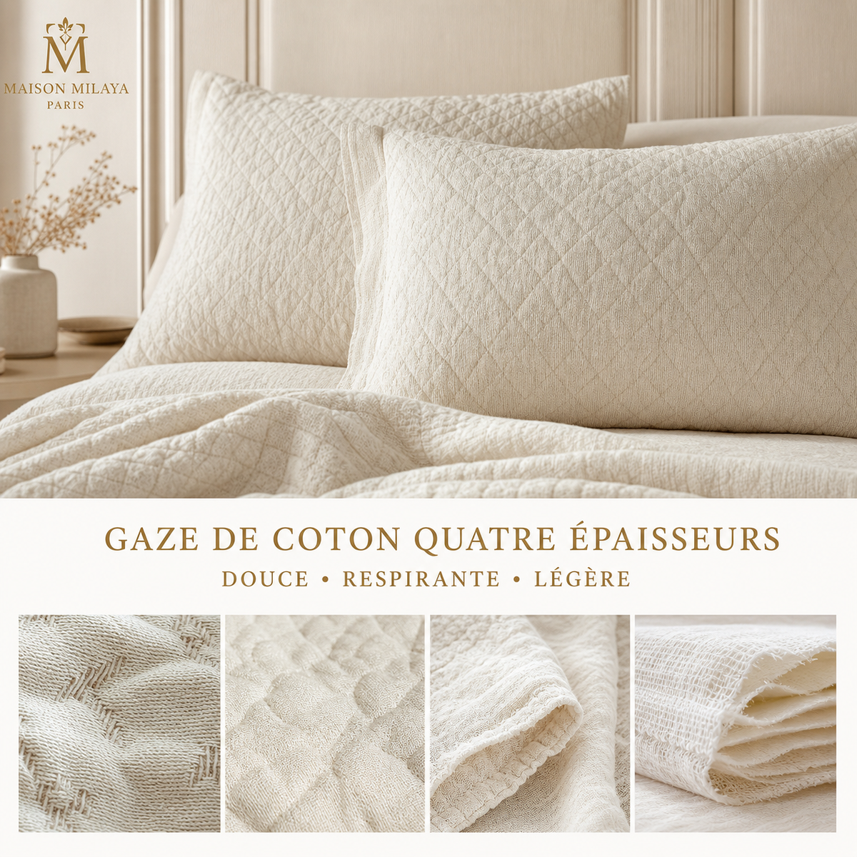 Housses d’Oreiller en Gaze de Coton – Lot de 2 – visuel 4 – Maison Milaya Paris