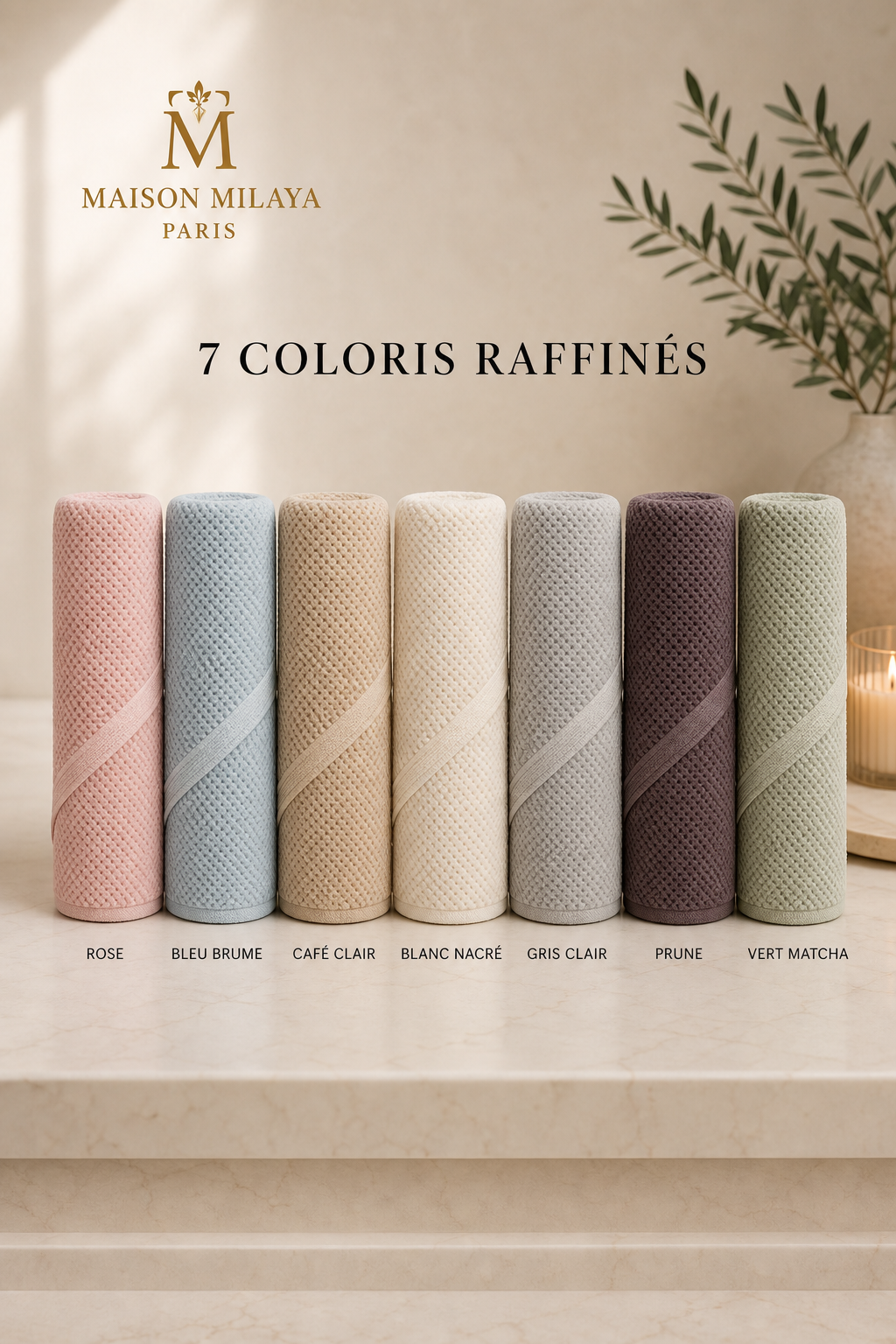 Serviette Prestige Nid d’Abeilles disponible en sept coloris