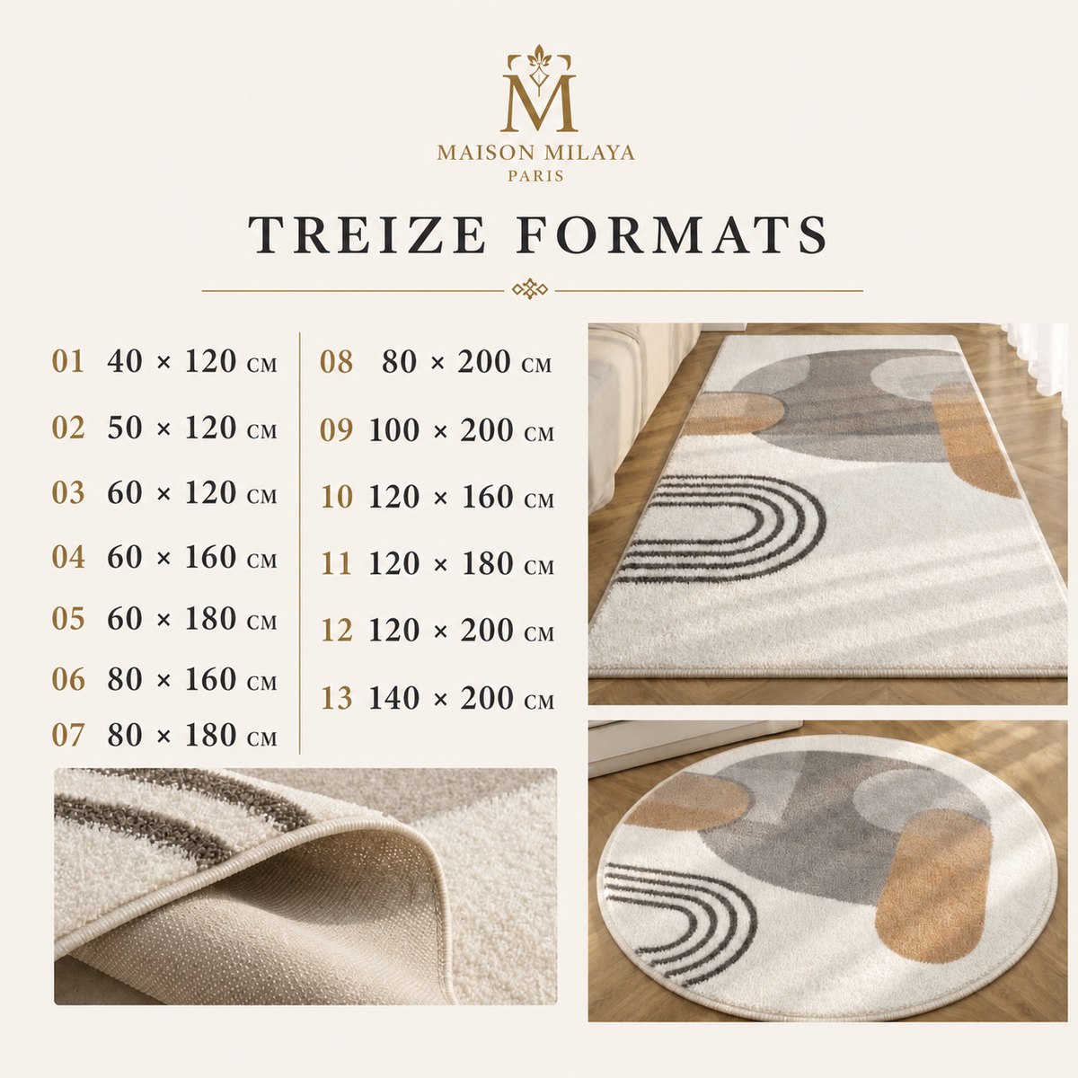 Tappeto lavabile per camera da letto Morandi — 13 formati disponibili | Maison Milaya